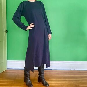 Vintage 90s Shirin Guild merino wool grey maxi dress made in UK Iranian designer